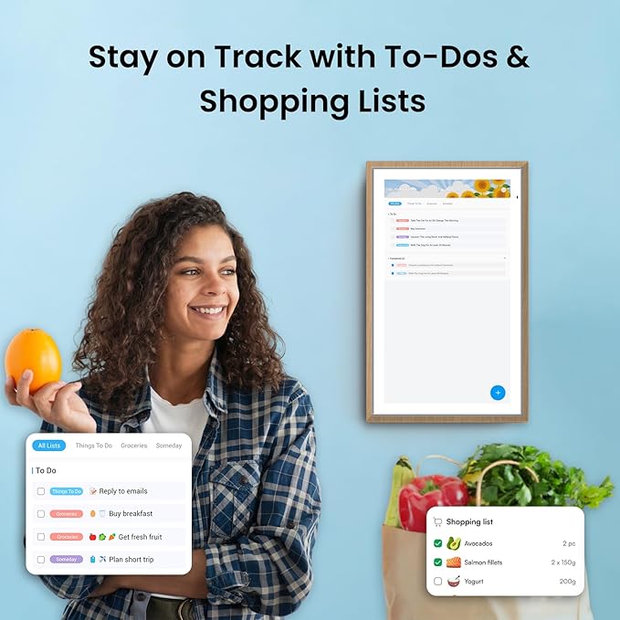 ApoloSign 15.6-inch Digital Calendar: Dual Mode Calendar with Google Play & Multi-calendar Sync, Electronic Planner & Chore Chart, Smart Touchscreen, Interactive Display for Family Schedules (Teak, 15.6")