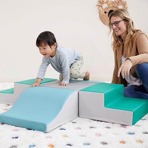 ECR4Kids SoftZone Junior Mix n' Match Step, Beginner Playset, Emerald, 2-Pack