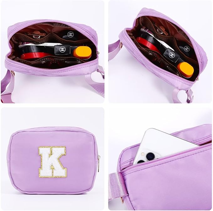 YOOLIFE Birthday Gifts for 4 5 6 7 8 9 10 11 12 13 14 Year Old Girls - Initial Fanny Pack Belt Bag Purse for Girls Teens Daughter Sister Niece, Personalized Trendy Stuff for Teen Girl Kids | Purple V