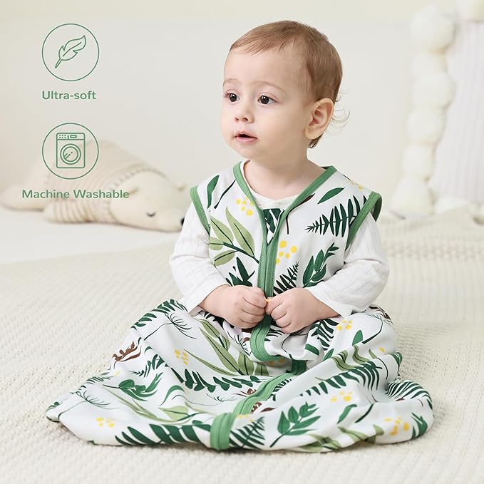 JELLYMONI Baby Sleep Sack 18-24 Months 100% Cotton Wearable Blanket, 0.5 TOG Soft Lightweight Toddler Sleeping Sack 3 Pack 2-Way Zipper Newborn Sleep Sacks