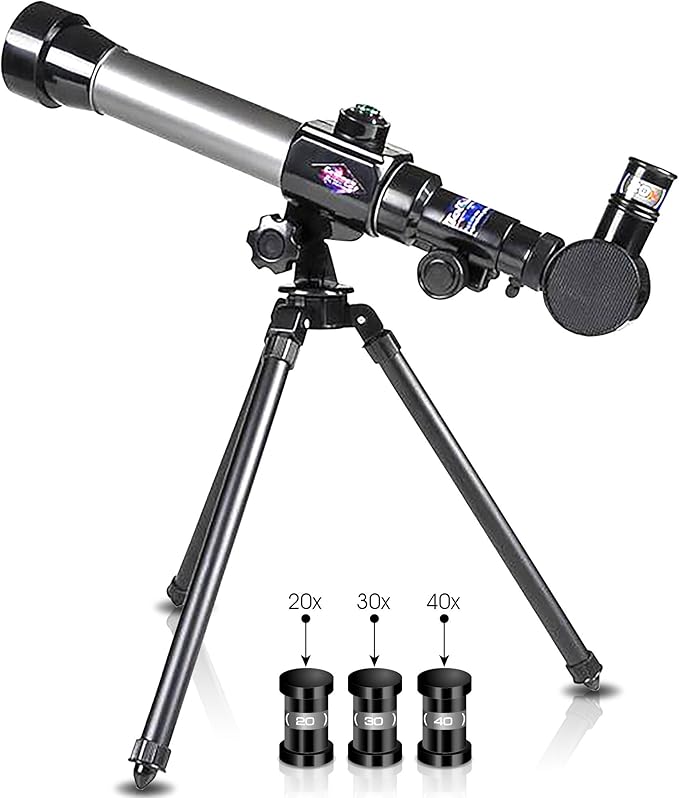 ArtCreativity Telescope for Starters - Includes Tripod Stand and 20x, 30x, 40x Eyepieces - Expensive Birthday Gifts for Kids Ages 3+