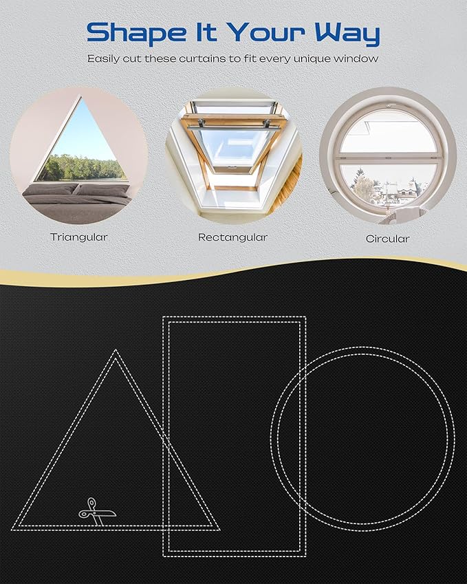 25" W x 36" L 100% Portable Blackout Curtains, Total Darkness No-Drill Black Out Window Cover,Temporary Blackout Shades with Hook & Loop Tape, for Bedroom, Nursery, Dorm, Travel (Black)