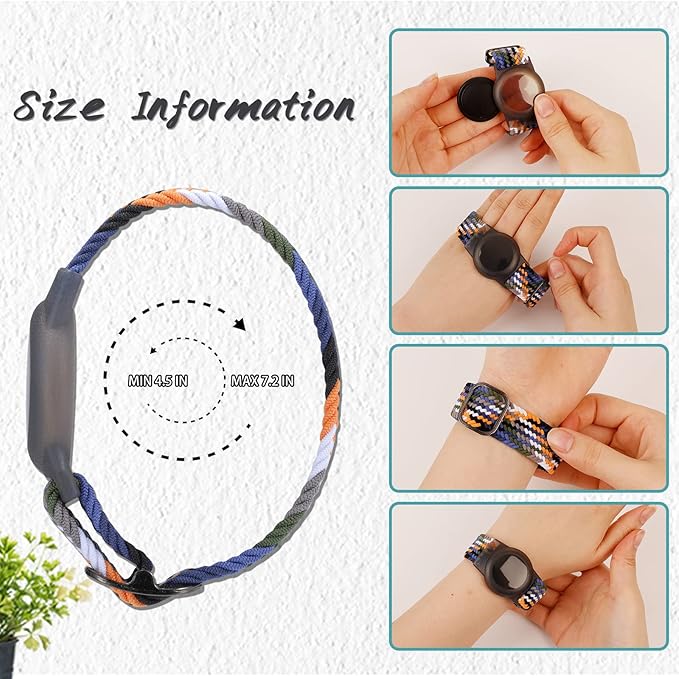 Kids Bracelet Compatible with AirTag, GPS Kid Tracker Holder Braided Wristband for Apple Air Tag, 2022 Upgraded Nylon Adjustable Anti Lost Airtag Watch Band for Kids Children Elders (Navy Blue)