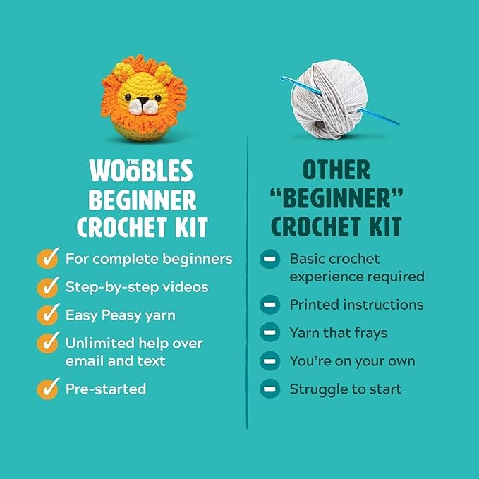 The Woobles Minecraft Crochet Kit – Beginner Crochet Kit for Adults & Kids, Easy Knitting Kit with Woobles Yarn, DIY Crafts, Crochet Animals, Minecraft Toys, Gift for Gamers & Crafters (Warden)