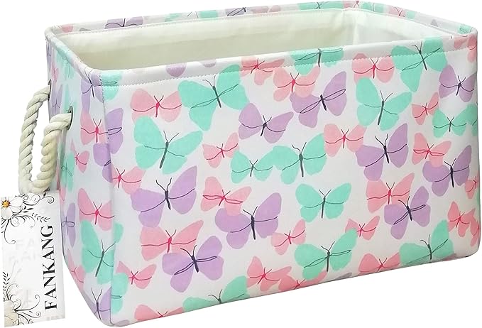 FANKANG Rectangular Laundry Basket Nursery Storage Fabric Storage Bin Storage Hamper,Gift Baskets (Butterfly)