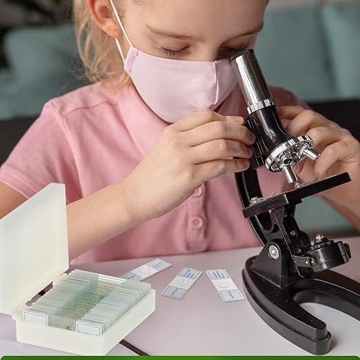 AmScope 25pc Prepared Glass Microscope Slides in Plastic Case with Plant, Fungus, Insect and Mammal Specimens