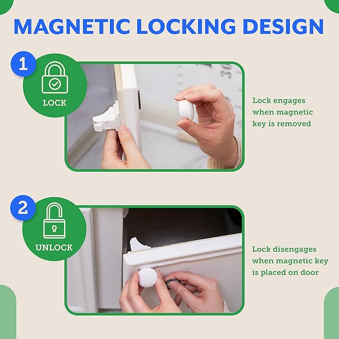 Eco-Baby Universal Replacement Keys for Magnetic Cabinet Locks [2 Universal Keys] Child Safety for Drawers and Cabinets - 2 Keys for Child Proof Kitchen Bathroom Cabinet Locks