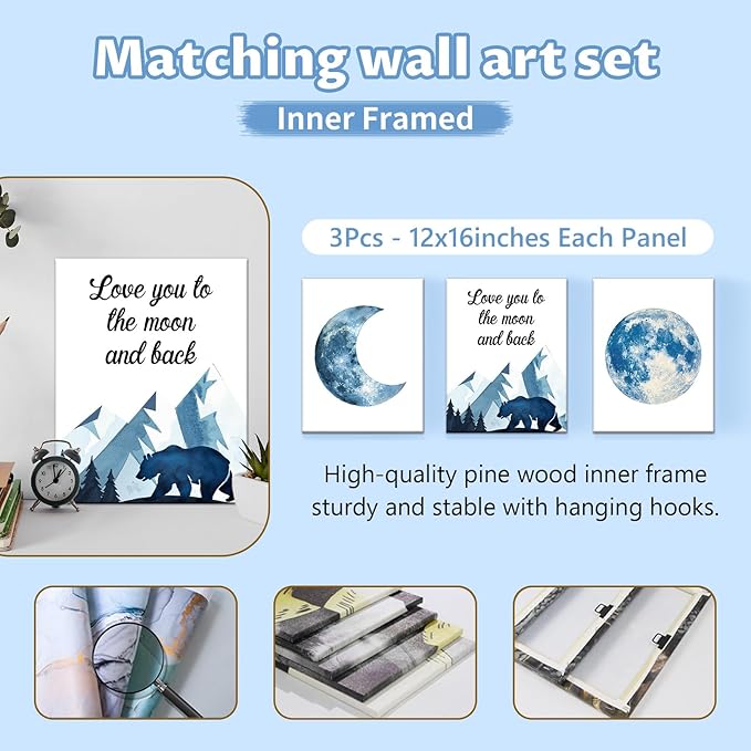 Custom 5-Piece Baby Crib Bedding Set, Personalized Name for Toddlers, Blue Deer Nursery Set for Boy Girl, Double Layer Infant Crib Set, Customized Gifts