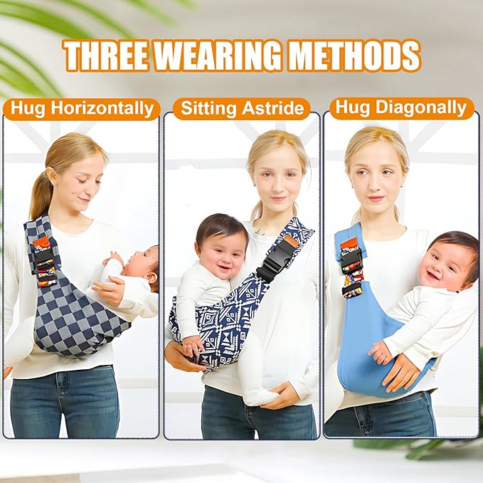 Baby Sling Carrier Newborn to Toddler Adjustable One-Shoulder Design with Hip Seat Support, Labor-Saving Baby Wraps Carrier 10-30 lbs(Pale Leopard Print)