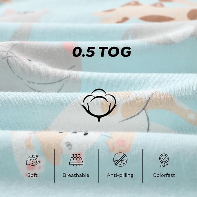 JELLYMONI Baby Sleep Sack 0-6 Months Wearable Blanket for Baby, 100% Cotton 2 Pack Infant Toddler Sleeping Sack Lightweight Soft 2-Way Zipper Sleepsack