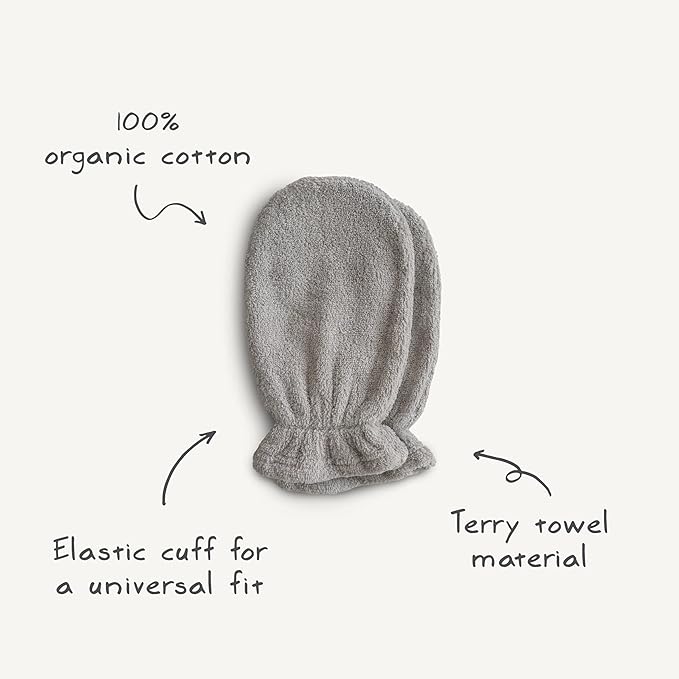 mushie Baby Bath Mitt | Organic Cotton | Pack of 2 (Fog)