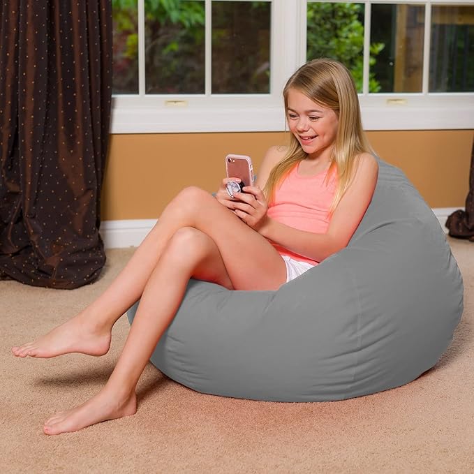 Posh Creations Bean Bag Chair for Kids, Teens, and Adults Includes Removable and Machine Washable Cover, Canvas Coloring Fabric - Fun Creatures, 48in - X-Large