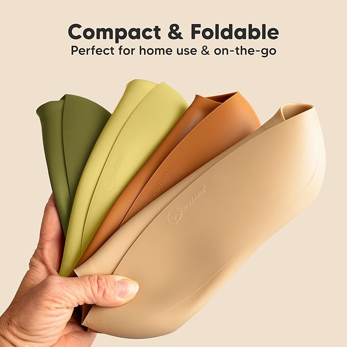 KeaBabies 2-Pack Silicone Baby Bibs for Eating - Sturdy Food-Grade Silicone Bibs for Babies Girl, Boy, Large Food Catcher, Clean & Put On Easily, Waterproof Toddler Feeding Essentials (Olives)