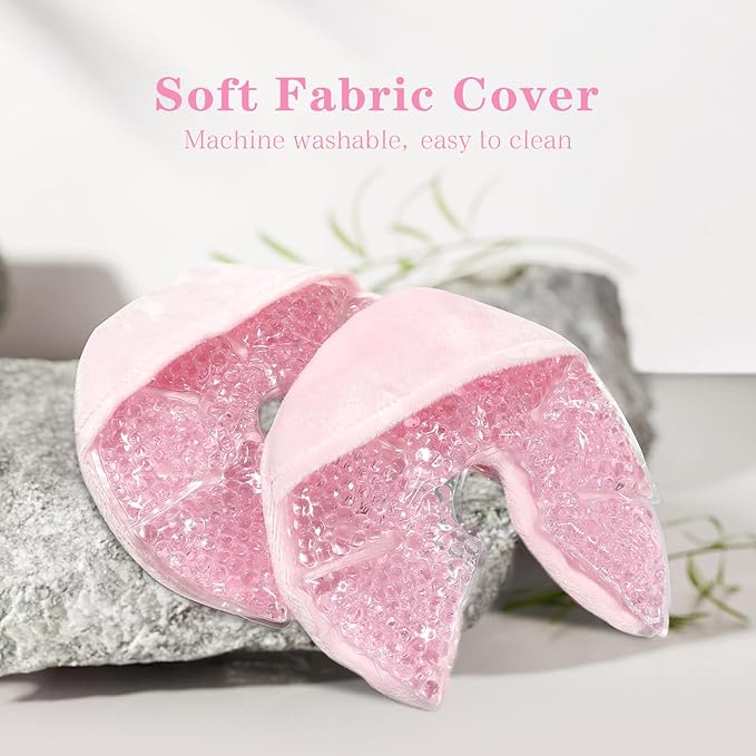Hot/Cold Breast Gel Bead Ice Packs Breast Cooling/Heat Pads Relief for Breastfeeding, Nursing Pain, Mastitis, Engorgement, Swelling, Plugged Ducts | Boost Milk Let-Down & Production,2 Pack (Pink)