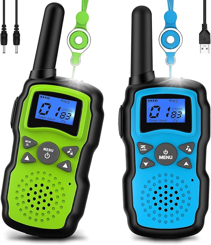 Wishouse Rechargeable Walkie Talkies for Kids Long Range with USB Charger,Outdoor Camping Games with Flashlight Indoor Fun Army Toys for Boys Girls Family,Xmas Birthday Gift for 3-12 Year Old Children