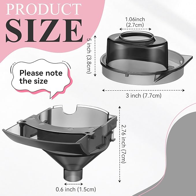 2 Sets Replacement Funnel Compatible with Baby Brezza Replacement Parts Funnel and Cover Baby Formula Dispenser, Grey