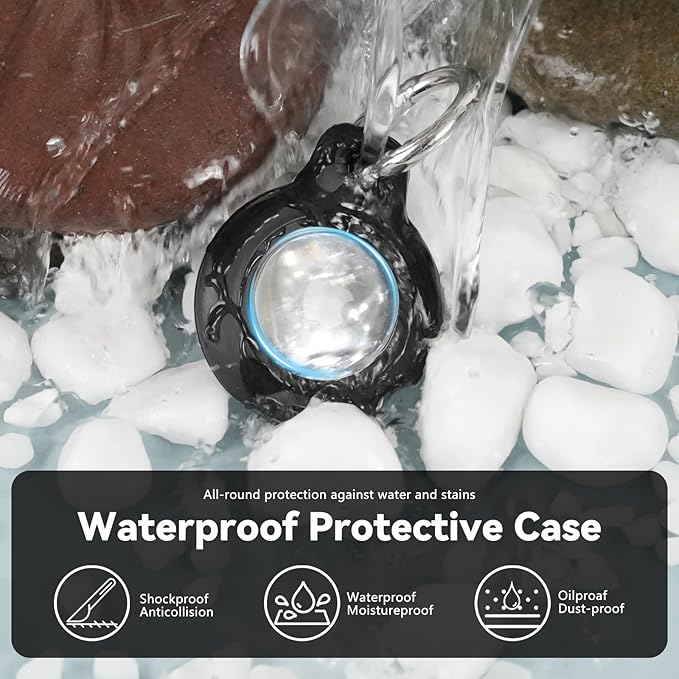 Upgrade Waterproof 2 Pack Airtags Holder with Apple Airtags Keychain, Hard PC Air Tag Case, Anti-Scratch & Shock Air tag Holder, Men's Women's Keyrings & Keychains-Black+Fluorescent Green