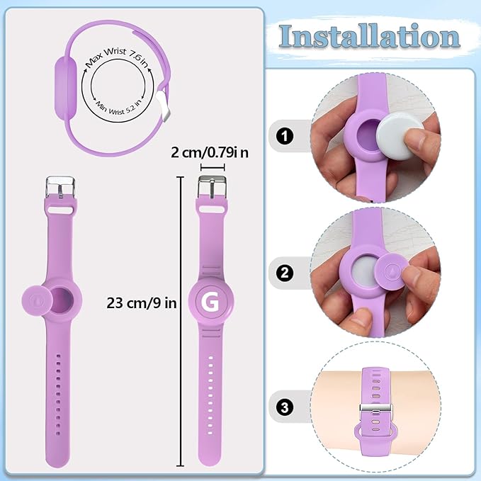 Waterproof Bracelet for AirTag Kids, Personalized Initial Letter Hidden Holder Compatible with Air Tag, Silicone Case for Airtag Adjustable Anti-Lost GPS Tracker for Toddler Child Elder, G