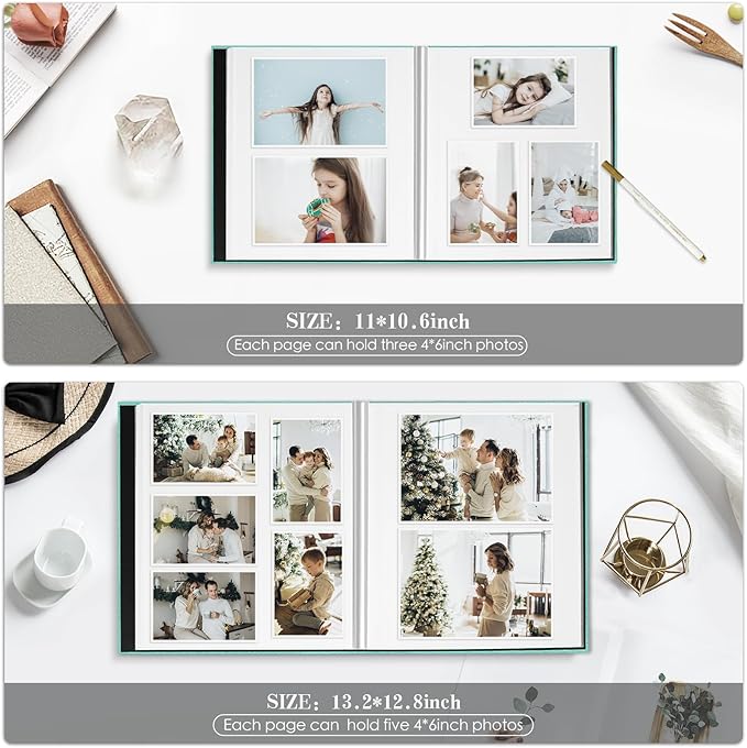 Spbapr Large Photo Album Self Adhesive 60 Pages Linen cover DIY Magnetic Scrapbook album with A Metal Pen Hold 3x5 4x6 5x7 6x8 8x10 Pictures Black