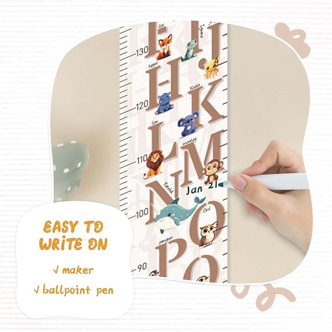 Customize Name Growth Chart Wall, Cute Letters Canvas Height Chart for Kids, Height Indicator Tape Ruler Growth Chart Decor, Toddler Room Decoration, Baby Measuring Board