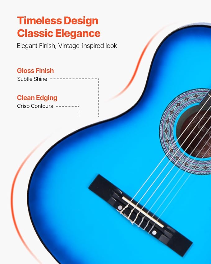 VEVOR Acoustic Guitar, Classical Guitar Starter Kit for Beginners, with Nylon Strings, Basswood Guitar, for Kids Adults Girls Boys Students