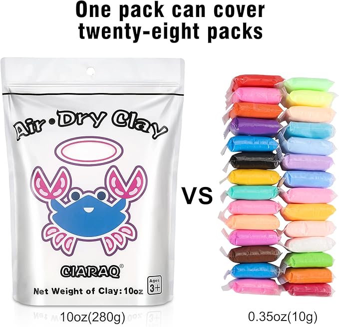 CiaraQ White Air Dry Clay, DIY Modeling Clay, Easy to Use for Children and Artists. 10 oz/Bag