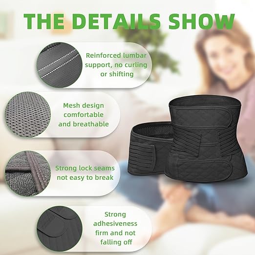 2 in 1 Postpartum Belly Band Wrap Black, C-Section Support Belt Large, Post Partum Support Recovery Waist/Pelvis Belt, Hysterectomy Belly Band Binder Girdle Stomach