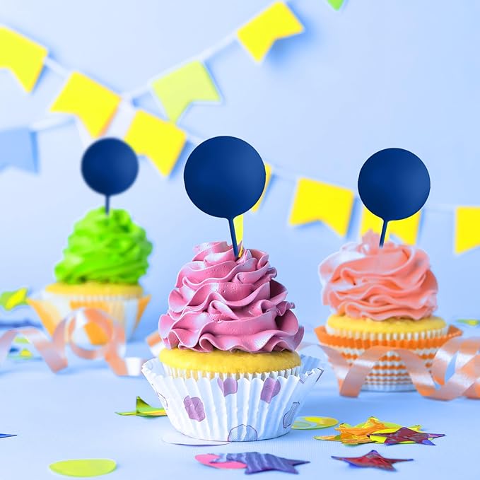 75 Pieces Royal Blue Cake Balls Topper Decorations Foam Cupcake Topper Mini Balloon Cake Topper Balls Cake Picks for Cake Deco Birthday Party Wedding