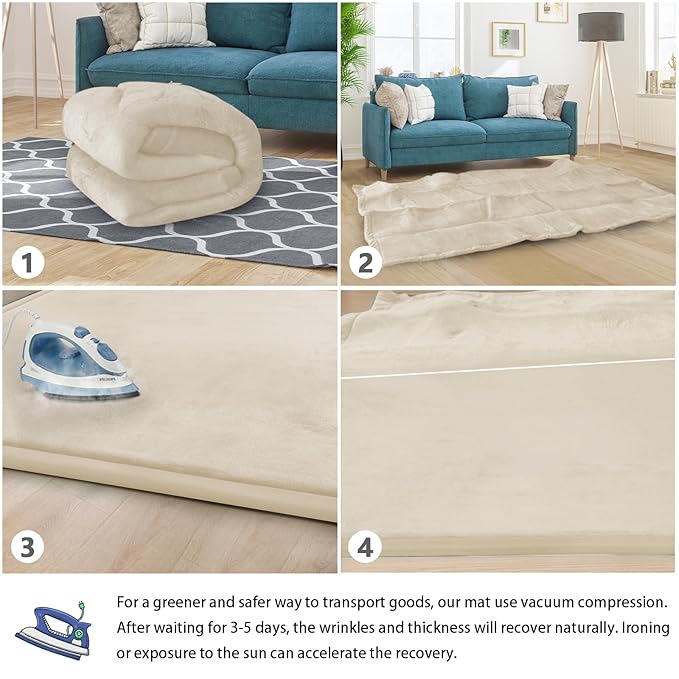 Baby Play Mat for Floor Tummy Time Mat Nursery Rug Muscle Mat Area Rug Playroom Rug Tatami Mat Memory Foam 1.3" Thick Beige Crawling Mat for Babies,Toddlers, Infants, Kids,Floor Mat