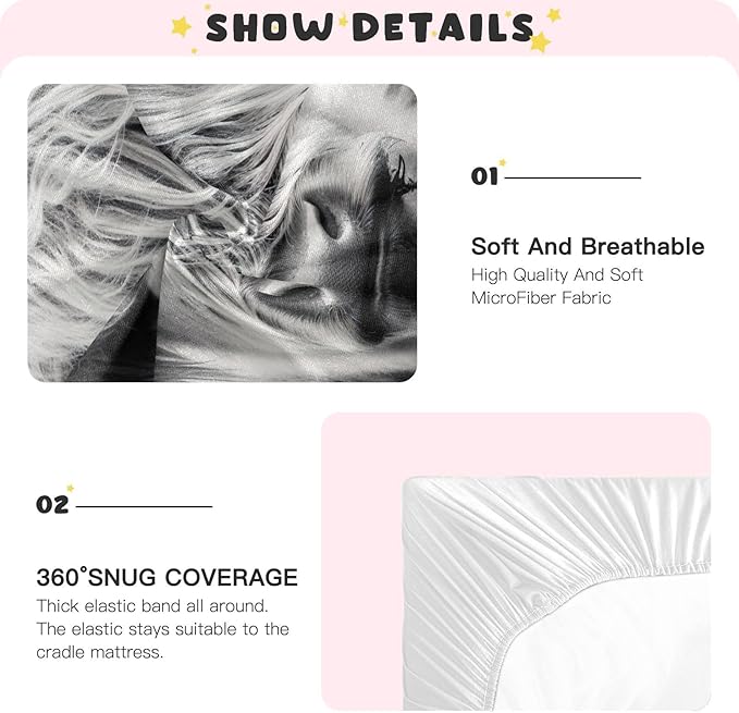 Highland Cow Crib Sheets for Boys and Girls, Fitted Baby Crib Sheets Soft and Breathable Mini Crib Sheets 52 X 28 Inches