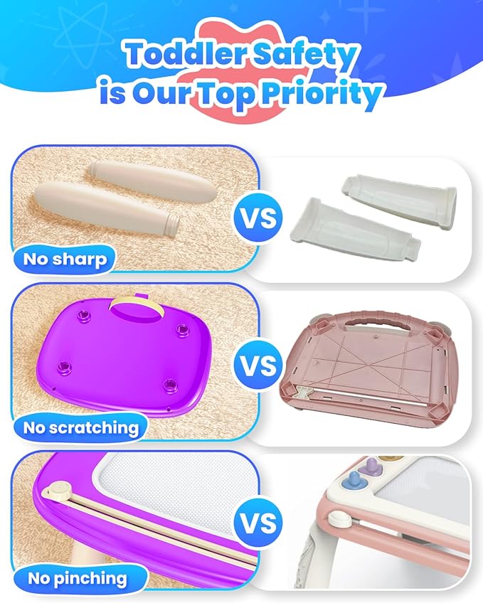 Doodle Board for Toddler Toys Age 1-2, Magnetic Writing Board, Preschool Learning and Educational Toys for 1 2 3 Years Old Girl Boy Gift for Birthday -Purple