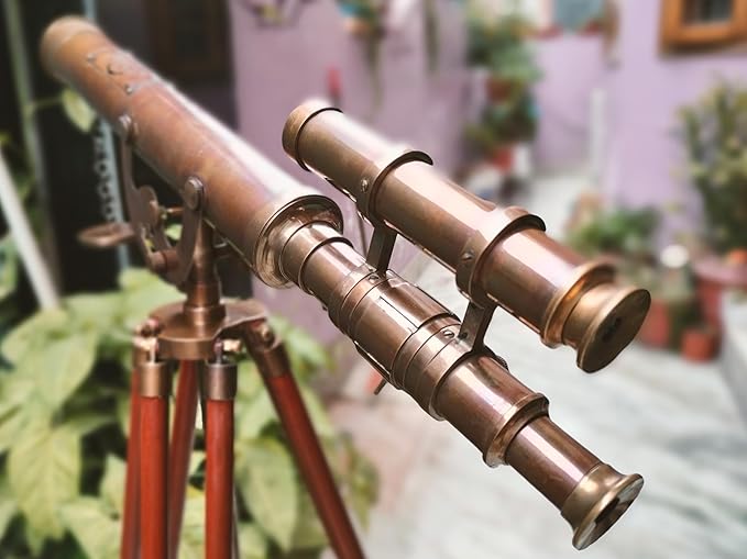 Antique Brass Telescope Marine Navy Adjustable Floor Standing Brass Telescope Maritime Ship Instrument Functional Clear Vision Instrument Nautical Home Decor