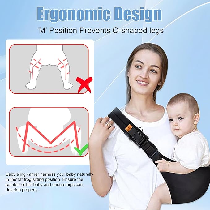 Baby Sling Carrier 2025 Baby Carrier Newborn to Toddler Sling Lightweight Baby Carrier Sling with Adjustable Straps Toddler Carrier Baby Wrap Sling for 10-30 lbs(Black Sailboat)