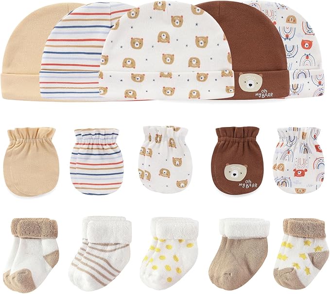 Baby Hats Mittens and Socks Set Cotton Newborn Hat Beanie Soft Infant Girls Boys Caps Gloves 0-6 month