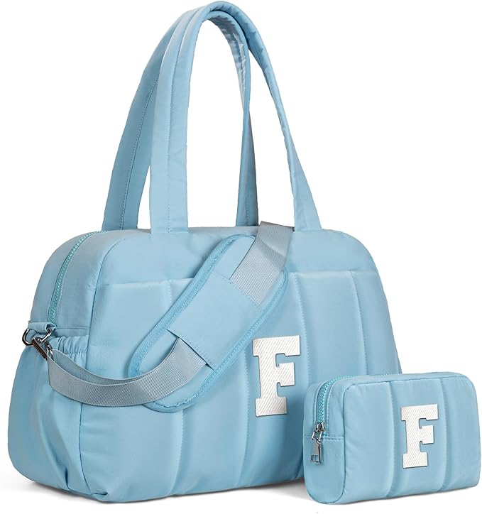 Gifts for Women-Duffle Bag, Weekender Bags for Girl，Initial Overnight Bag with Wet Pocket，Lightweight Dance Bags Personalized Gymnastics bag with Makeup Pouch