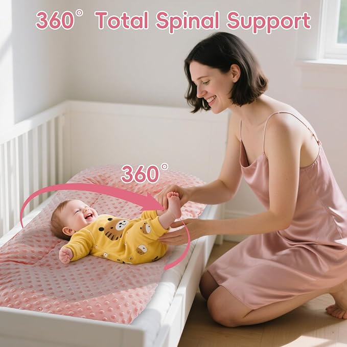 Baby Lounger for Newborn,Baby Nest for Newborn Soft Cotton Breathable for Playtime & Relaxation,Flat Babies Essentials Gifts Newborn Lounger for Boys & Girls 0-12 Months(Pink Bean)