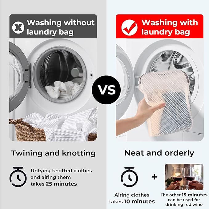 4 Pack Mesh Laundry Bag Mesh Laundry Bags Laundry with Handle for Washing Socks, Baby Items, Lingerie, Travel Garments (WHITE, 4)