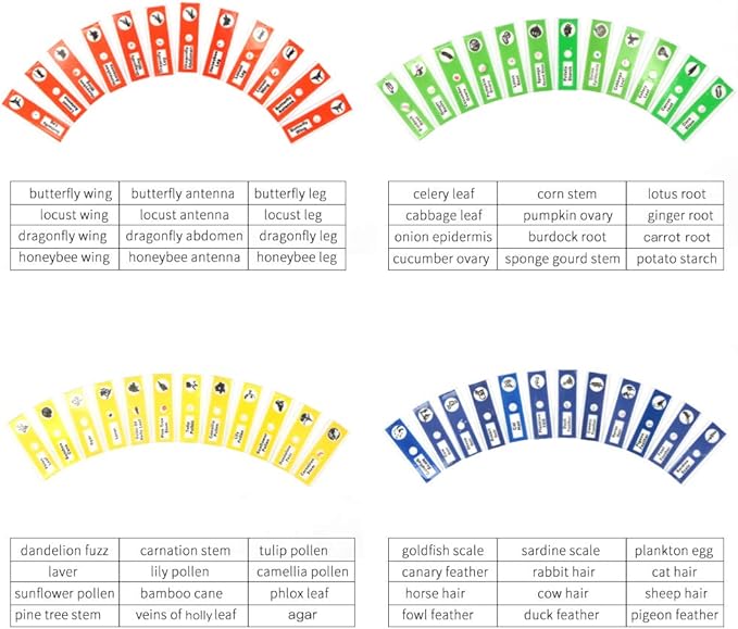 48 Prepared Microscope Slides Set of Animals Insects Plants Flowers, Biological Learning Resource Specimens for Kids Beginner Classroom Basic Science Education
