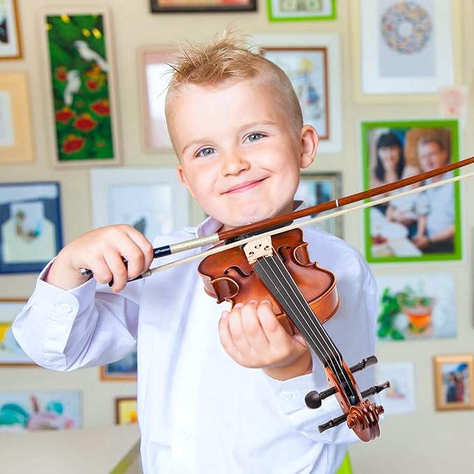Vangoa 1/4 Violin Set for Beginners Kids Student Fiddle Quarter Size Acoustic Violin Outfit with Starter Kit for Children, Natural