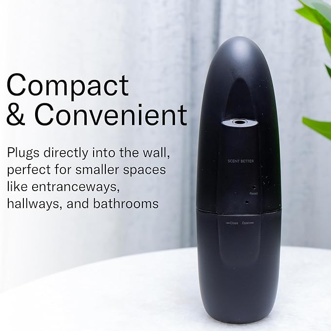 Scent Better Plug in Essential Oil Waterless Diffuser for Home, Hotel, Spa, Office with 500 sq ft Coverage - Includes Free Linen Breeze (Black)