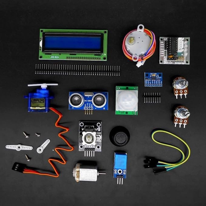 Complete Ultimate STEM Electronic Projects Starter Kit for Arduino with Mega2560, LCD1602, Servo, Stepper Motor, Sensors, Breadboard, Jumper Wire, Resistor, Capacitor, Transistor and Tutorial