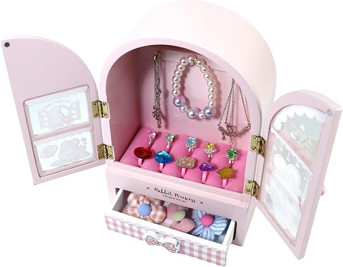 jewelry box for girls Pink Cute bunny girls jewelry box Little girl birthday christmas Gift kids jewelry box