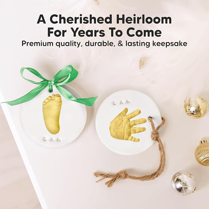 Baby Hand and Footprint Kit Girls, Boys - Personalized Baby Footprint Ornament Kit, Newborn Keepsake Gifts for New Mom, Easy to Use Handprint Makers, Cute Shower Gifts (Dove, Multi-Colored)