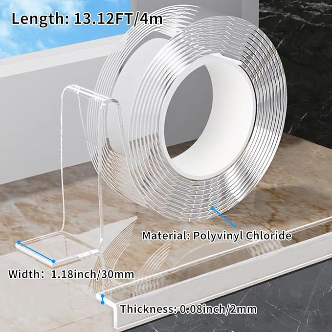 Clear Edge Protector Strip Sharp Edge Wrap Cover Tape,1.18 in x 13.12 FT,Self Adhesive Protective Bumper Guards for Cabinet Door Desk Glass Table Bed Furniture,Kitchen Countertop,Waterproof