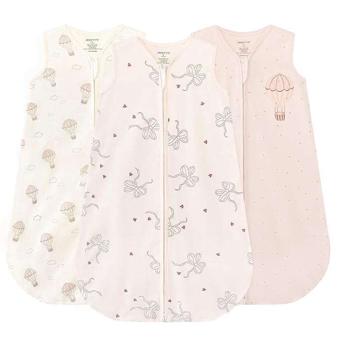 JELLYMONI Baby Sleep Sack 0-6 Months, 100% Cotton 3 Pack 0.5 TOG Baby Wearable Blanket Infant Sleep Sack with 2-Way Zipper Newborn Sleep Sacks