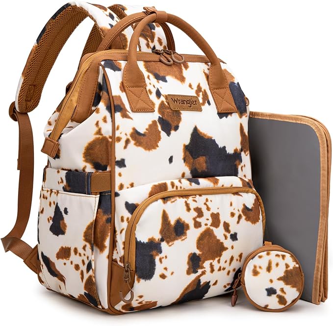 Wrangler Diaper Bag Backpacks Western Backpack Purses Multi-function Baby Bags for Mom with Waterproof Changing Pad & Pacifier Case