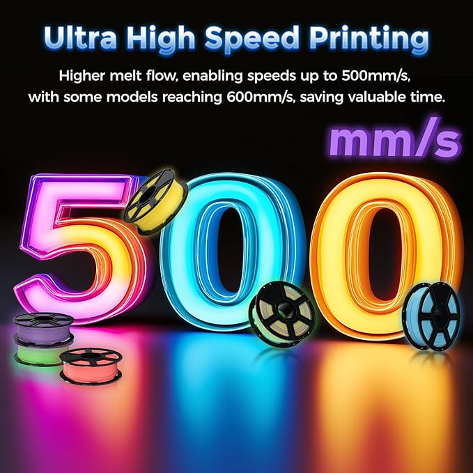 FLASHFORGE Rapid PLA Filament 1.75mm Luminous Blue, 500mm/s High Speed Printing, Glow in The Dark 3D Printer Filament 1kg Spool, Dimensional Accuracy +/- 0.02mm, Brilliant, Long-Lasting Glow