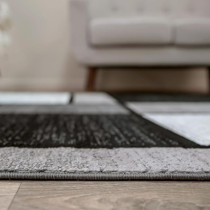 Rugshop Contemporary Modern Boxes for Home Office,Living Room,Bedroom,Kitchen Non Shedding Area Rug 4' x 6' Gray