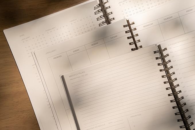 Anecdote 2026 Planner (8.5" x 10") Daily Planner Weekly Monthly Planner - 52 Weeks w/Library Buckram Cover, Brass Spiral - A4 Size Bleed-Resistant Paper – Evergreen