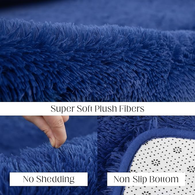 Navy Blue Rug, 4x5.8 Area Rugs for Living Room, Soft Plush Area Rugs for Bedroom, Non-Slip Indoor Carpet for Nursery, Study Room, Playroom